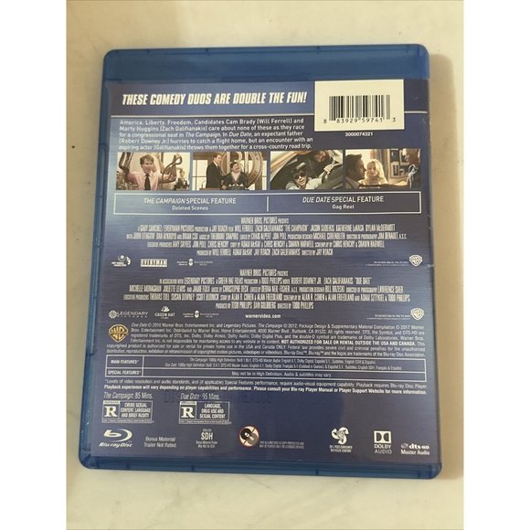 The Campaign / Due Date [New Blu-ray] 2 Pack Will Farrell Robert Downey Jr. - Picture 3 of 6